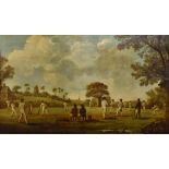 *Cricket Interest - British School, A coloured reproduction print, 'Match At Hambledon (The Cradle