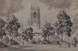 Albert Thomas Pile (British 1882-1981) ink and monochrome watercolour wash, a view of St Martin's