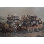 After Phillip Henry Rideout (1860-1920), gouache, 'Royal Mail', a coaching scene, framed, mounted,