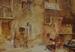 After Sir William Russell Flint R.A. (British 1880-1969) colour print, exterior scene with seated