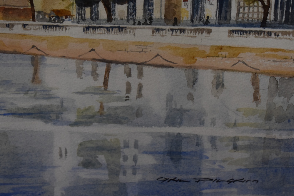 Cyril Pilgrim (British 1920-2013) watercolours, river scene with bridge, Swan Hotel and church - Image 3 of 4