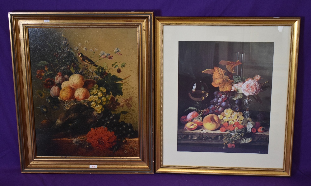 After Arnoldus Bloemers (1792-1844), a reproduction print, A still life depicting a solitary gold - Image 2 of 3