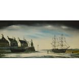 After Ronald Norman Folland (British b.1932) a mid-century coloured estuary scene print, entitled '
