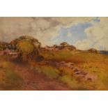 Fred Tucker (1860-1935, British), watercolour or gouache, A pastoral landscape depicting a