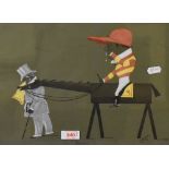 T.George, gouache, 'Ichabod!', a racehorse and jockey caricature, signed and dated '94 to the