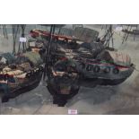 Unknown Artist (20th Century, Oriental School), watercolour and gouache, Sampan boats, a