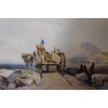 Artist Unknown, 19th Century, watercolour, 'Beach Scene', a horse and cart heading towards the coast