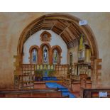 J. Ormerod (20th Century), gouache, A church interior, signed and dated 1981 to the lower right,