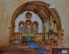 J. Ormerod (20th Century), gouache, A church interior, signed and dated 1981 to the lower right,