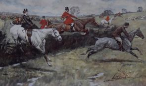 20th Century British, two coloured prints, Fox Hunting scenes, both framed, mounted, and under