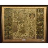 After Joannes Jansson (1588-1664), gold foil print, Map of The British Isles 1646 bordered by