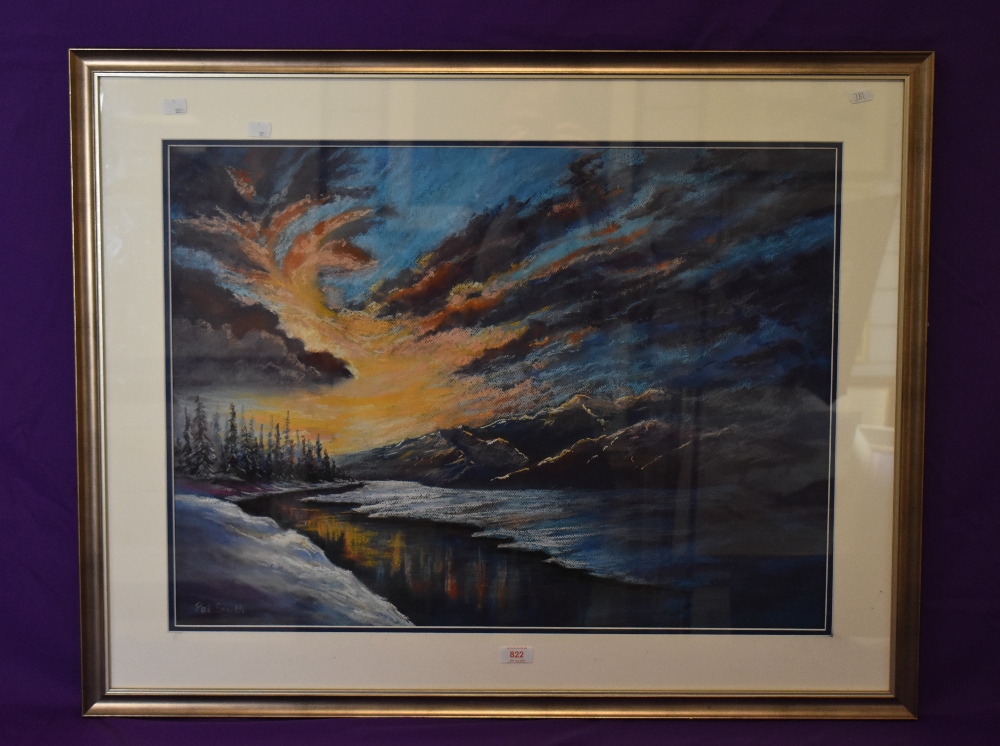 After Les Darlow (20th Century British), pastel, Scottish winter landscape at night, signed Pat - Image 2 of 3