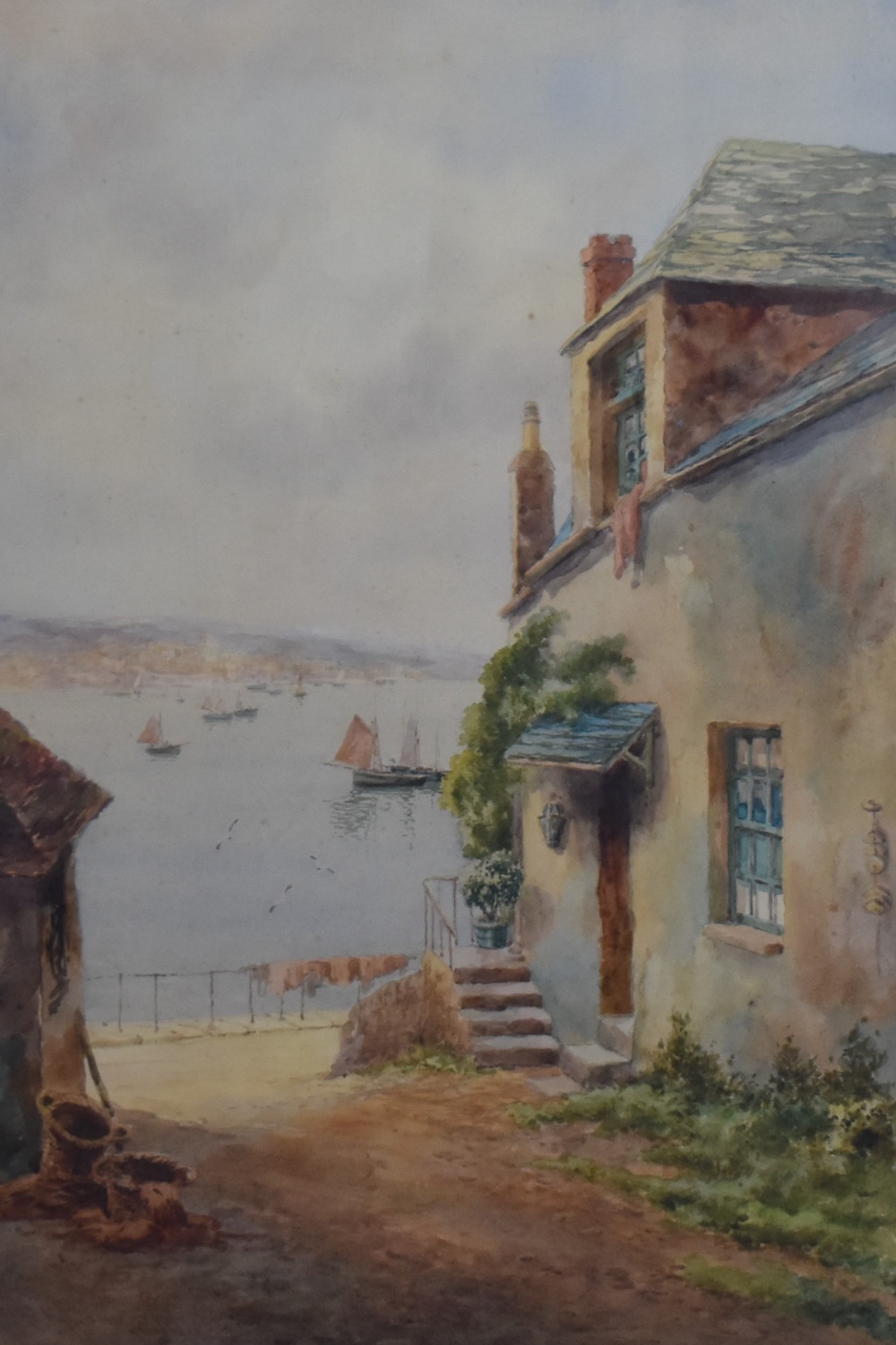 Artist Unknown, 20th Century, watercolour, A Mediterranean style scene with seascape to the