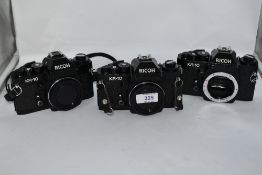 Three Ricoh KR-10 camera bodies. Nos 322506, 351488, & 345160