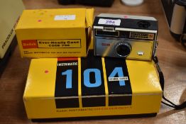 A Kodak Instamatic 104 in original box with Ever-ready soft case