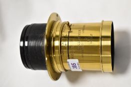 A brass Dallmeyer 3D BIS Petzval portrait lens No122665 in very clean condition