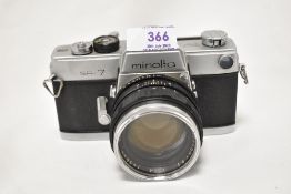 A Minolta SR-7 camera No2255277 with Minolta Auto Rokkor-PF 1:1,4 55mm lens