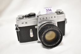 A Konica FS camera No3594330 with Hexanon 1:1,8 52mm lens No4313144
