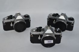 Three Pentax ME Super camera bodies Nos 3423147, 3337822 & 3578555