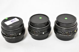 Three SMC Pentax-M 1:2 50mm lenses No5332586, 5784781 & 5332586