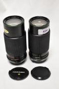 Two Hanimex Automatic Zoom C-Macro 1:4,5 80-200mm lenses Nos 217695 & 197542