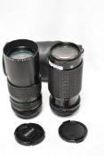 Two Makinon MC Auto Zoom 1:4,5 80-200mm lenses Nos 82252205 & 879845