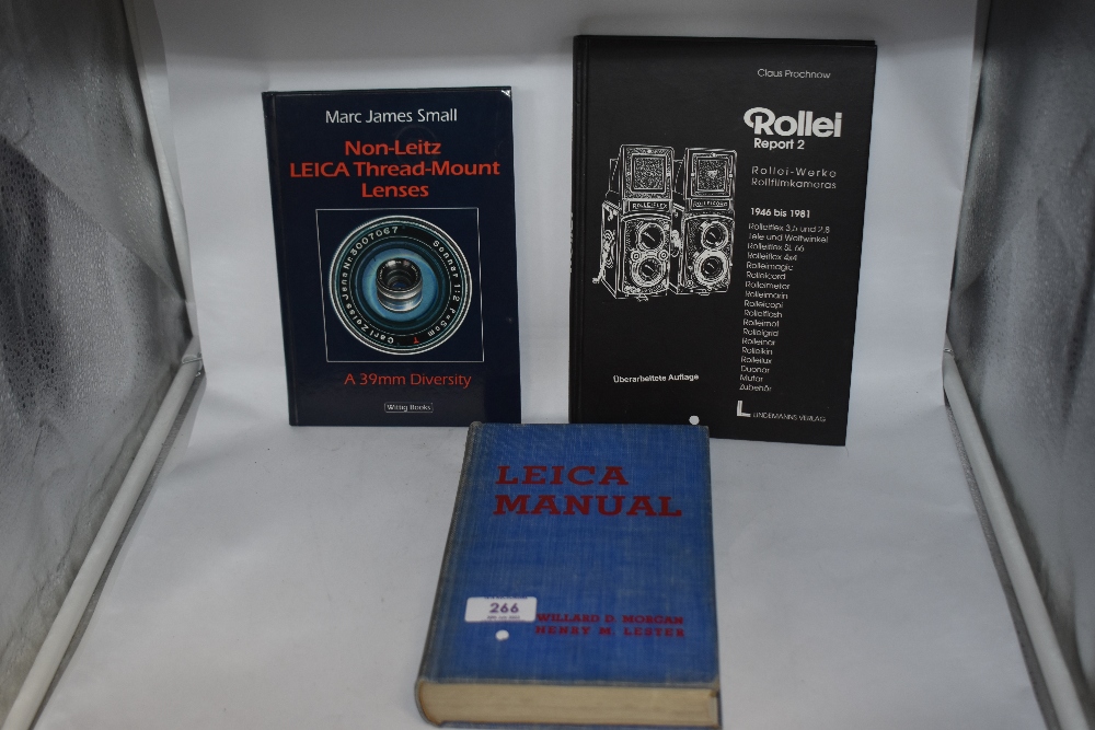 Three photographic related volumes the Rollei report 2, non- Leitz Leica thread- mount lenses by