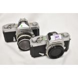 Two Nikkormat FT camera bodies NoFT3152668 & FT3198790 one with Nikkor-H Auto 1:2 50mm lens