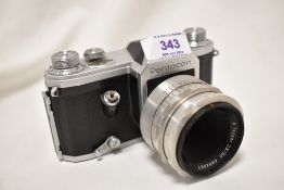 A Pentacon camera No259924 with Carl Zeiss Jena Tessar 1:2,8 50mm lens