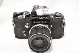 A Miranda F camera (in Black) No705155 with Miranda Auto E 1:2,8 28mm lens