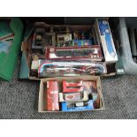 A box and a shoe box of diecasts including Schylling Bluebird Land Speed Record Car, Matchbox 75