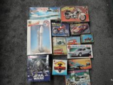 Sixteen mixed scale plastic Kits including Airfix 1:12 Bengal Lancer, Revell 1:144 Sir Freddie
