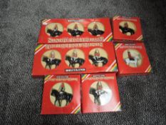 Six Britains Regiment hand painted metal model sets, 7229 3 Mounted Horse Guards, 7228 3 Mounted