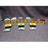 Eight Matchbox Lesney diecasts, No 7 Ford Anglia, No 14 Lomas Ambulance, No 21 Milk Delivery