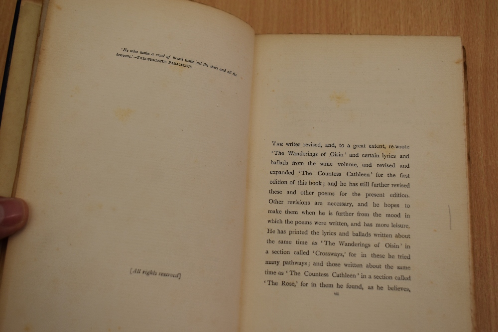 Poetry. Yeats, W. B. - Poems. London: T. Fisher Unwin, 1899. 2nd edition. With frontispiece. pp. xi, - Image 5 of 7