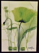 Marthe (French, Contemporary), Coquelicot Vert, an abstract print of a green poppy mounted on a