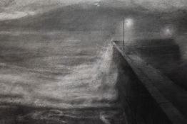 Maeve McCarthy RHA (b.1964, Irish), charcoal on fabriano paper, 'Winter Storm', framed and under