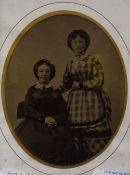 19th Century, two daguerreotype photographs of American people, displayed in burr wood frames,