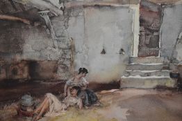 After William Russell Flint, a coloured print, 'Retreat From The Sun', signed in pencil to the