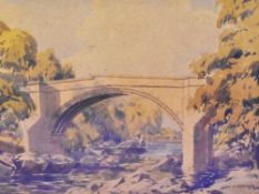 Henry W. Bracken (1920-1998, British), watercolour, A stone arched bridge with river beneath, signed