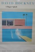 Two contemporary poster prints, to comprise a David Hockney 'A Bigger Splash' at the Tate Gallery