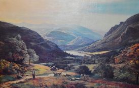 *Local Interest - After Sidney Richard Percy (1822-1886), a coloured print on canvas, 'Rydal Water',