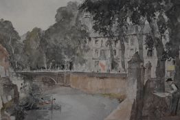 After Francis Russell Flint R.W.S (1915-1977), coloured print, 'My Father Painting At Brantome',