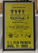 A 59cm by 39cm framed Beatles repro gig print