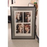 A large framed Beatles print measuring 85 x 114 cm depicting images from the White Album