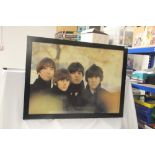 A large framed Beatles print measuring 86cm x 65cm - Rubber Soul era