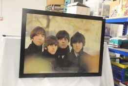 A large framed Beatles print measuring 86cm x 65cm - Rubber Soul era