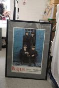 A large framed Beatles print measuring 85cm x 114 cm ' London Palladium '