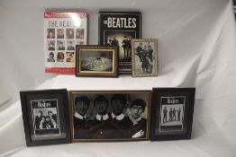 A selection of five Beatles decorative tin signs with the four largest measuring 30 x 35 cm