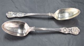 A pair of Victorian silver table spoons, Queens pattern variant, marks for London 1853, maker